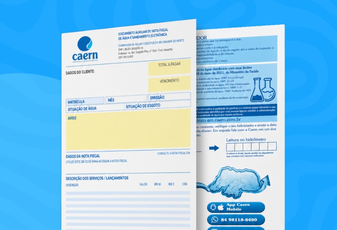 Fatura da Caern terá mudança a partir de julho; entenda