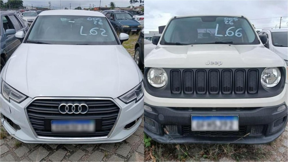 Audi a R$ 45 mil, Renegade por R$ 26 mil e motos a partir de R$ 1,6 mil: veja veículos no leilão no Detran-RN